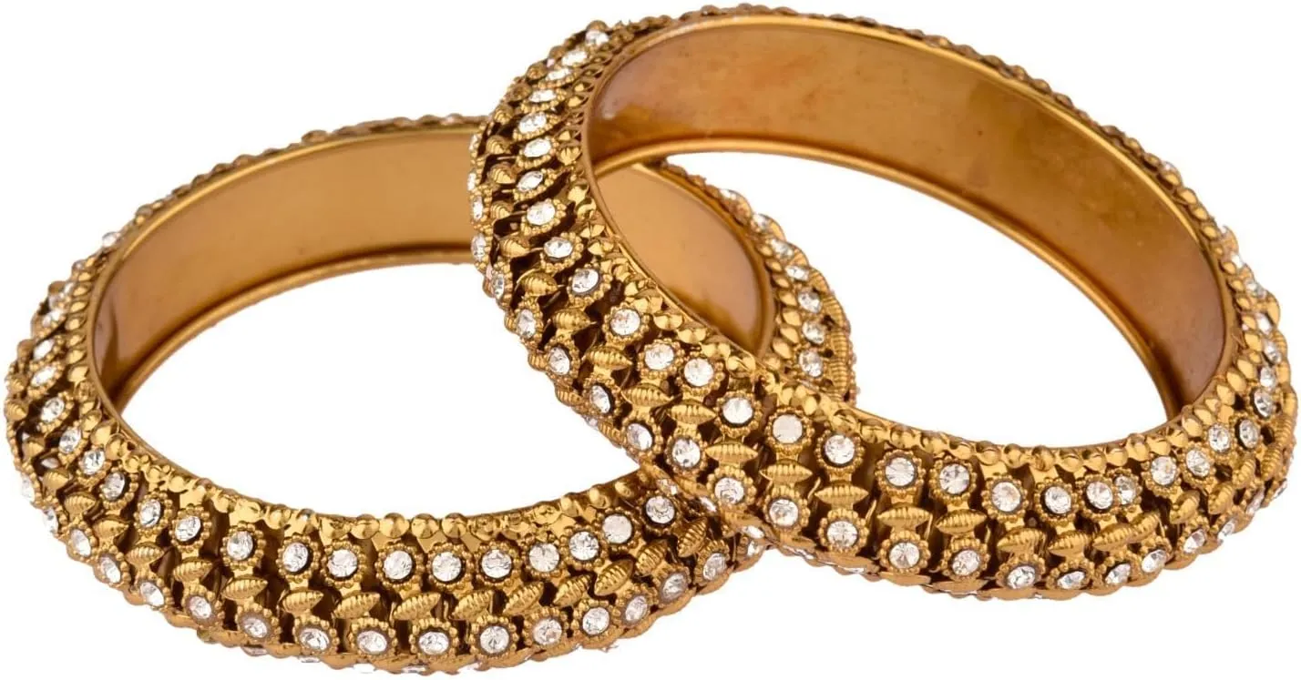 Efulgenz Boho Tribal Antique Crystal Floral Oxidized Indian Bangle Bracelet Jewelry for Women