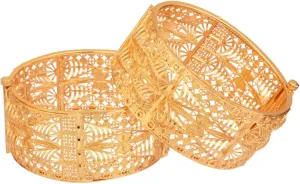 Efulgenz Gold Tone Indian Bangle Set for Women Dubai Style Bangle Set Engraved Filigree Style Hinge Openable Big Broad Bangles Bracelet Indian Bridal Jewelry for Wedding Bollywood Fashion Jewelry