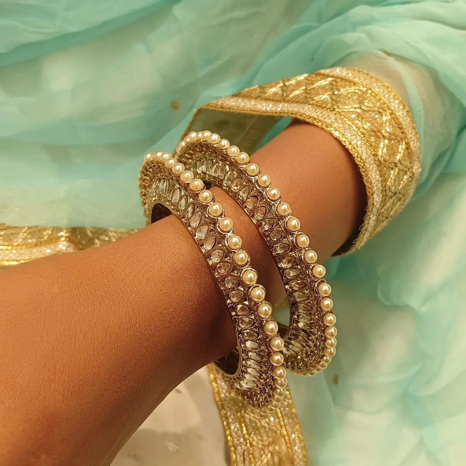 Efulgenz indian kundan bangles Indian Bangles for Women Indian Style Bollywood Traditional Faux Pearl Wedding Bracelet Bangle Set Jewelry