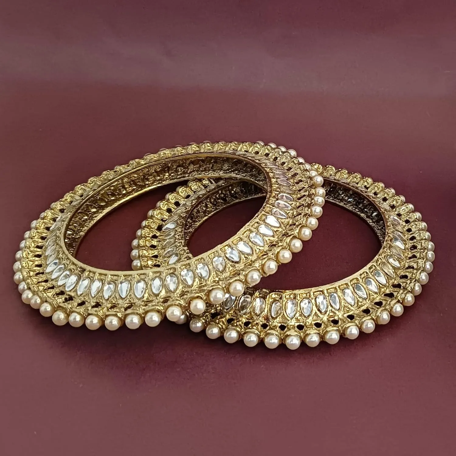 Efulgenz indian kundan bangles Indian Bangles for Women Indian Style Bollywood Traditional Faux Pearl Wedding Bracelet Bangle Set Jewelry