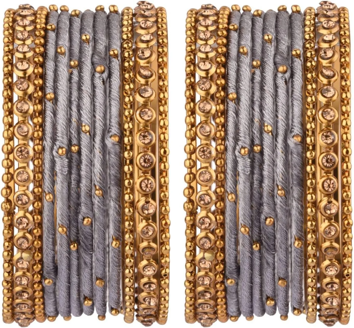 Efulgenz Indian Silk Thread Bangle Set with Oxidized Bangles Crystal Metal Ball Bangles Indian Bangles for Women for Wedding Party Boho Bracelet Bangle Bollywood Fashion Statement Jewelry (24 Pcs)