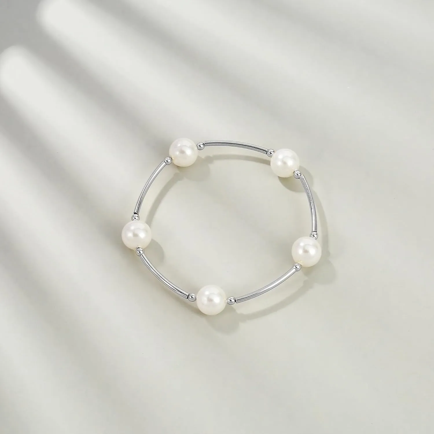 Elegance 11 designs 10mm Crystal White Pearl Blessing Bracelet