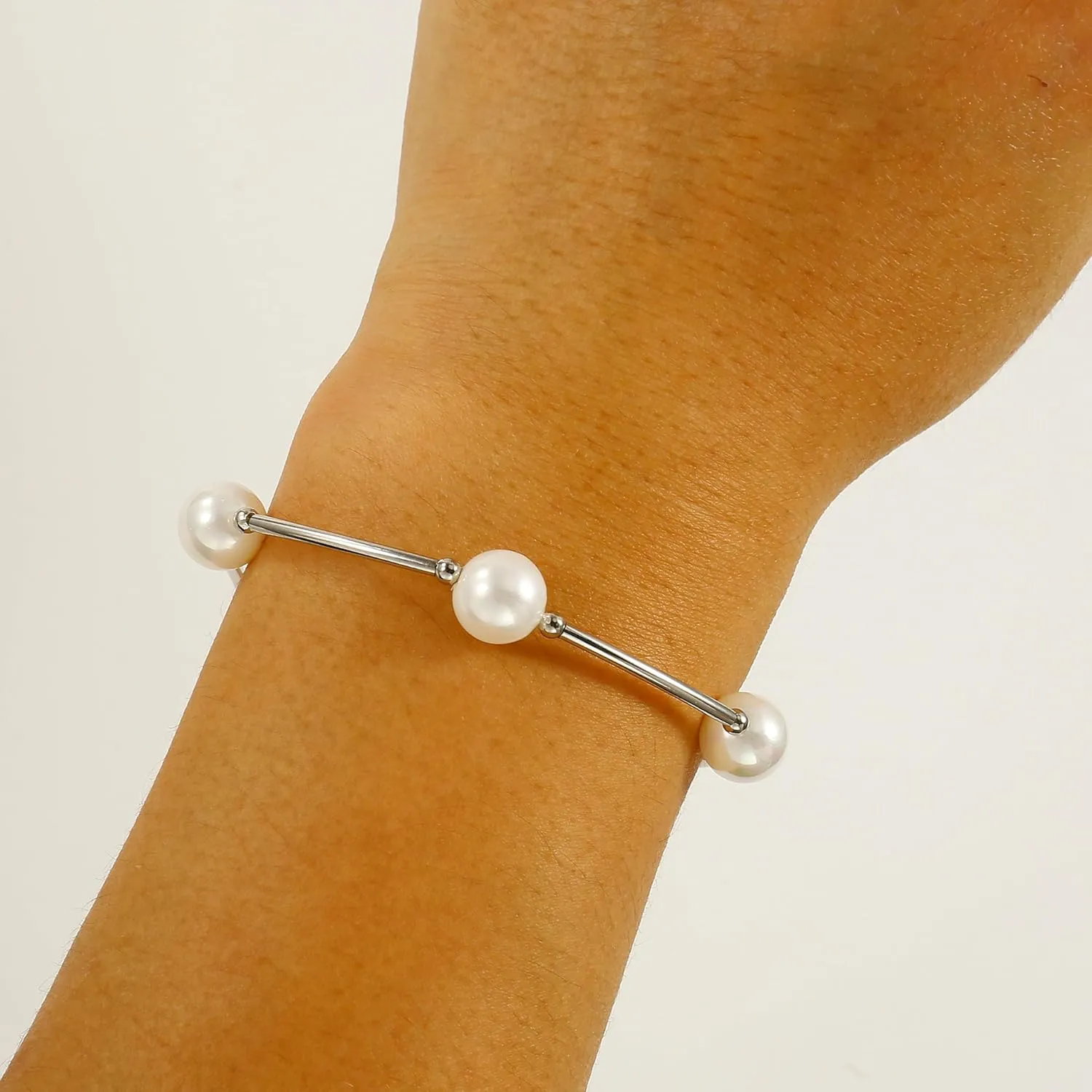 Elegance 11 designs 10mm Crystal White Pearl Blessing Bracelet