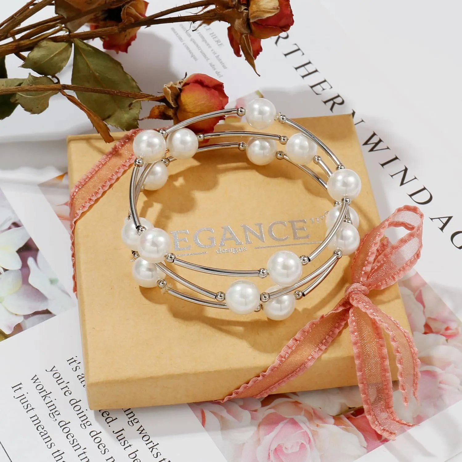 Elegance 11 designs 10mm Crystal White Pearl Blessing Bracelet