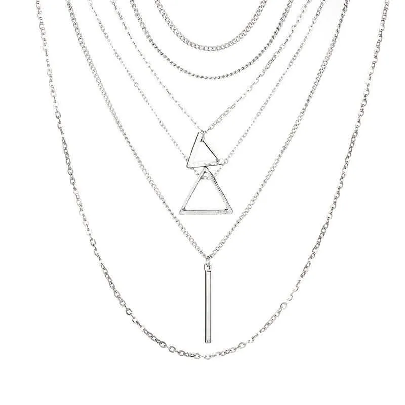Elegant Double Triangle Layered Necklace