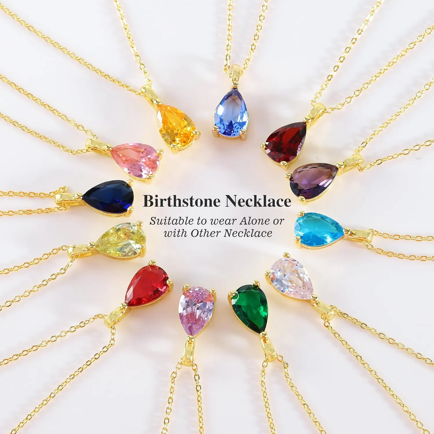 Emerald Birthstone Necklace for Women, 14K Gold Plated Birth Stone Necklace Dainty Gold Necklace for Women Birthday Gifts