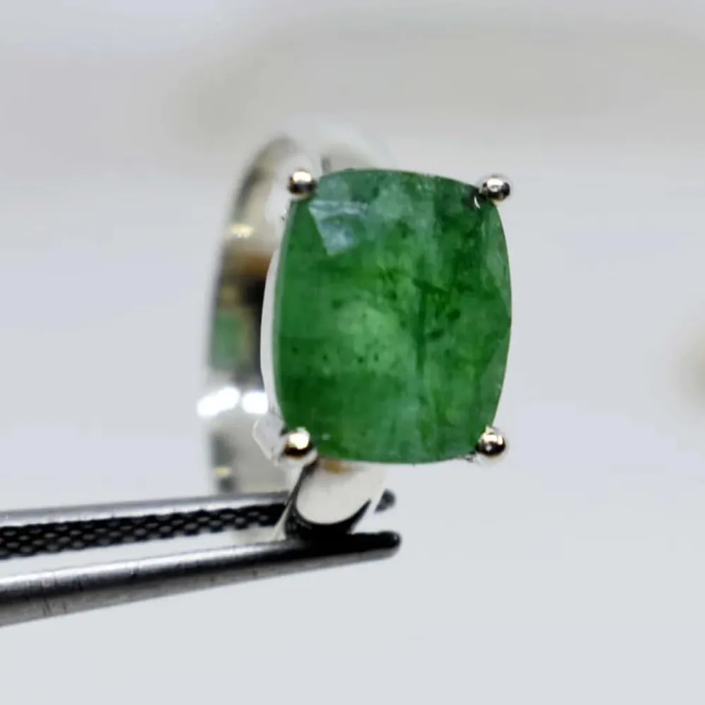 Emerald Ring for Women 925 Sterling Silver Ring Boho Ring Natural Genuine Real Green Stone Ring Statement Ring Handmade Ring