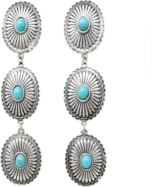 Emulily Western Concho Drop Dangling Earrings Boho Western Flower