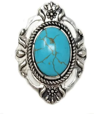 Emulily Western Concho Stretch Ring (Turquoise) Boho
