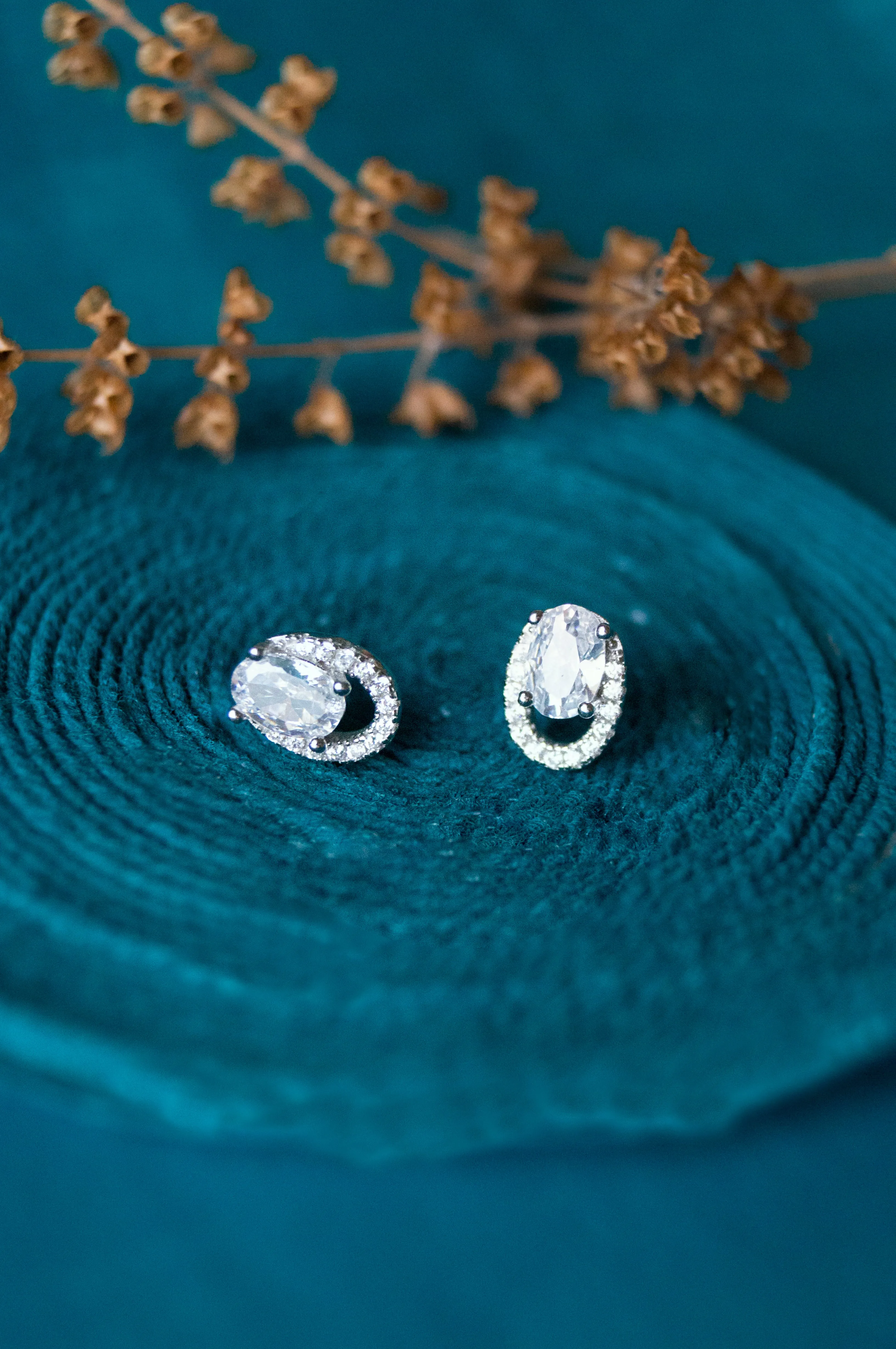 Encircle Oval Solitaire Sterling Silver Earrings