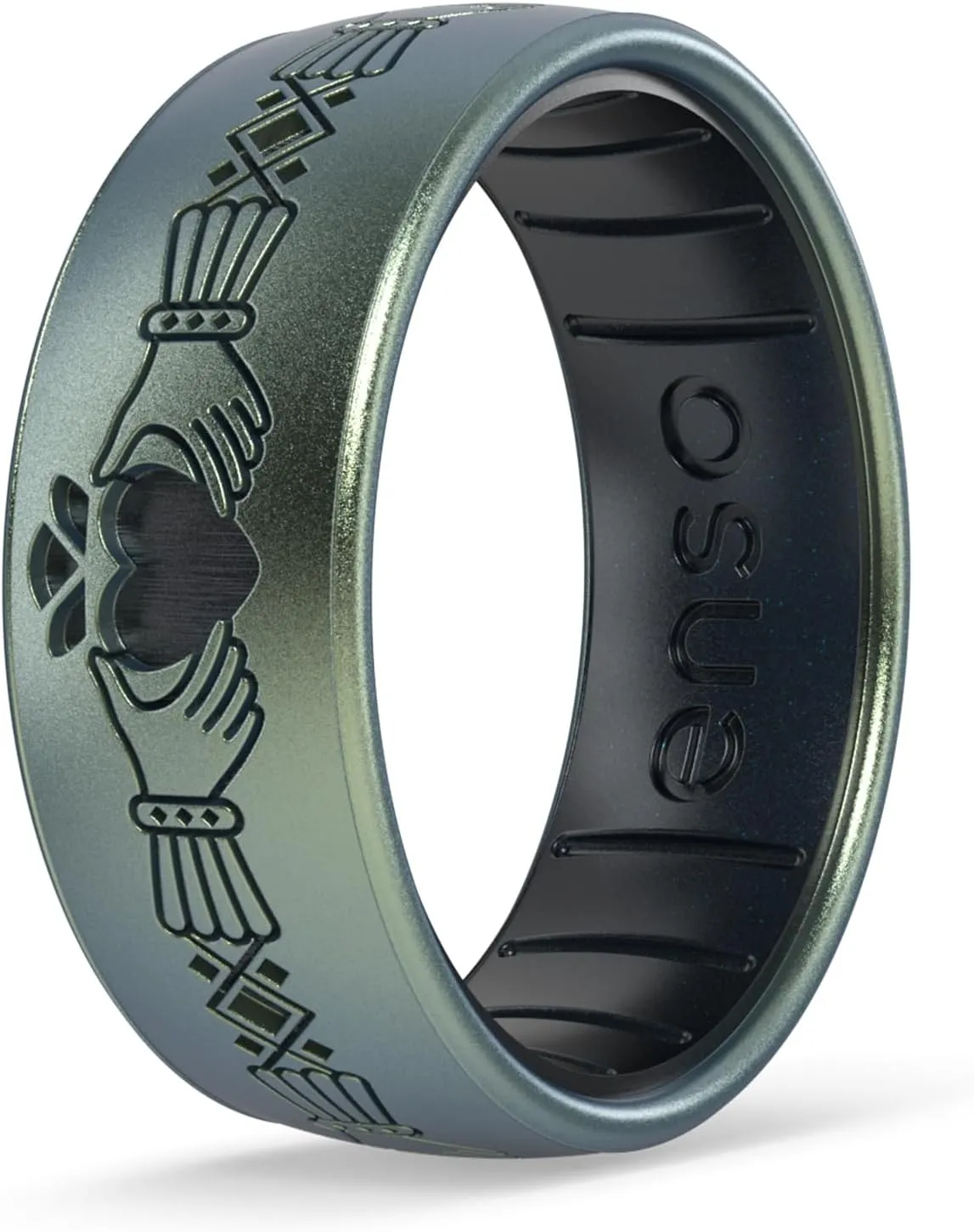 Enso Rings Etched Celtic Collection Silicone Ring - Comfortable and Flexible Design