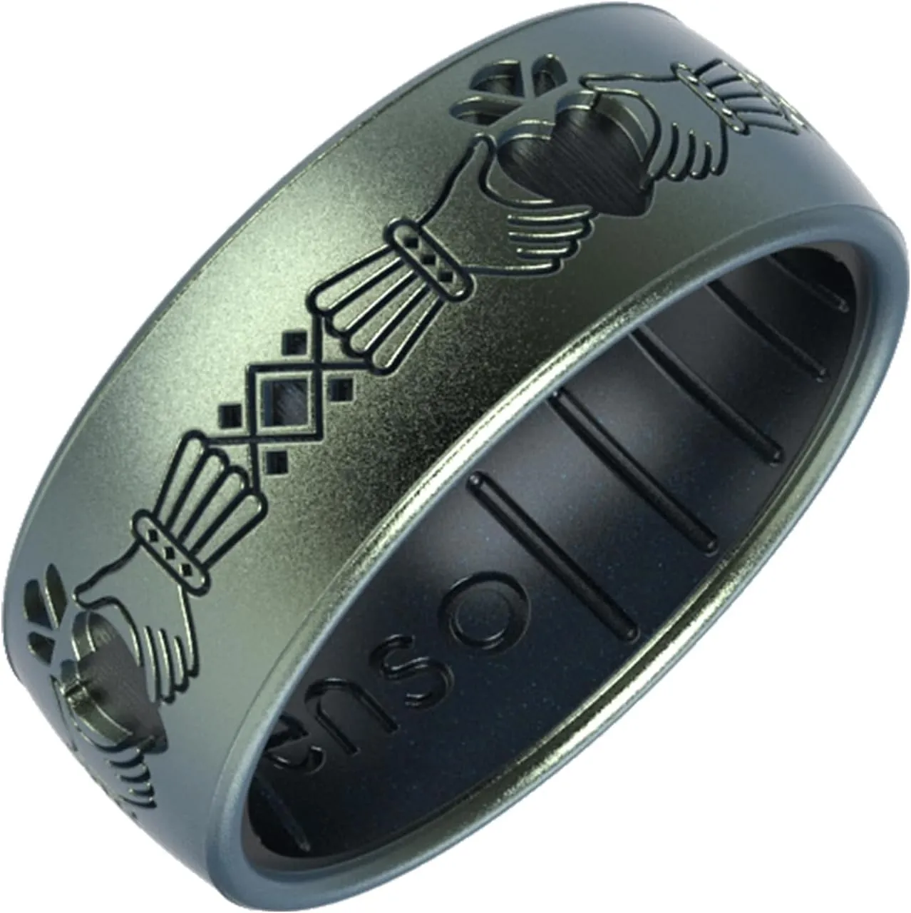 Enso Rings Etched Celtic Collection Silicone Ring - Comfortable and Flexible Design
