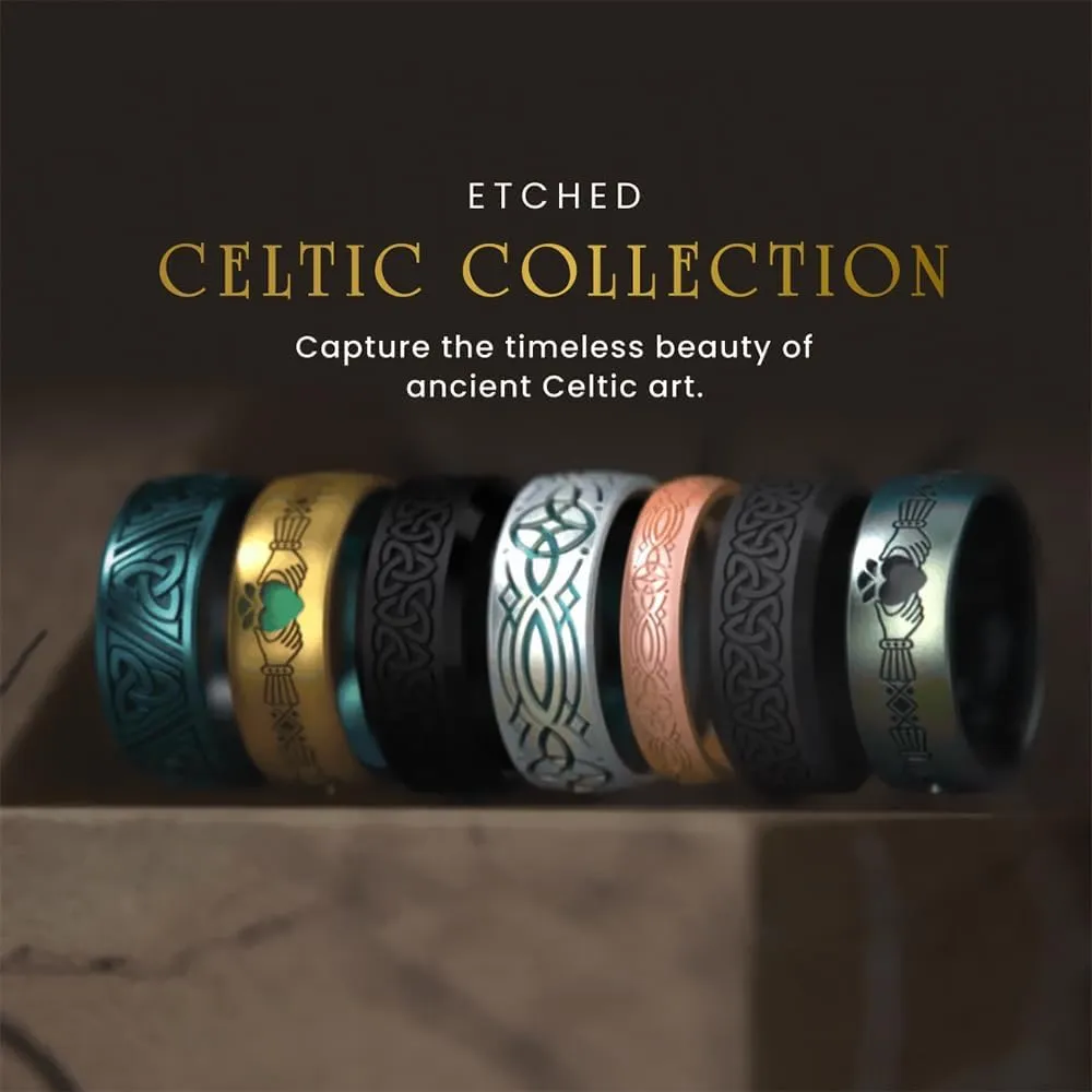 Enso Rings Etched Celtic Collection Silicone Ring - Comfortable and Flexible Design