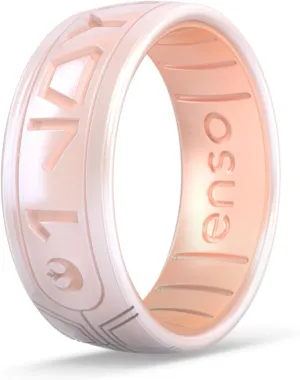 Enso Rings Star Wars Silicone Ring - Comfortable and Flexible Design - I Love You (Aurebesh) - Moonstone/Rose Gold - Size 6