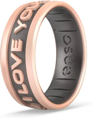 Enso Rings Star Wars Silicone Ring - Comfortable and Flexible Design - I Love You (English) - Rose Gold/Platinum - Size 12