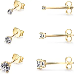 EPIRORA Sterling Silver Stud Earrings for Women- 3 Pairs Tiny Ball Stud Earrings Round CZ Cubic Zirconia Earrings Pearl Earrings Set Cartilage Small Tragus Earrings(2mm,3mm,4mm)