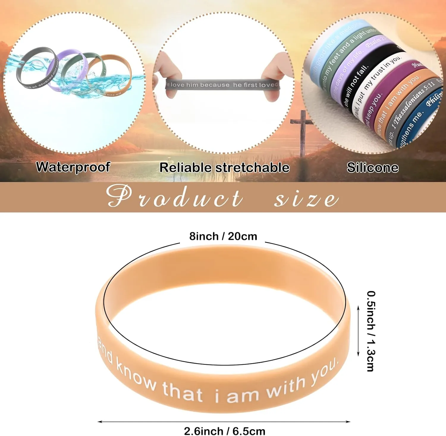 Estune 120 Pieces Bible Verses Bracelets Motivational Quote Rubber Wristbands Religious Silicone Bracelet Inspirational Silicone Wristbands Stretch Unisex for Men Women Party