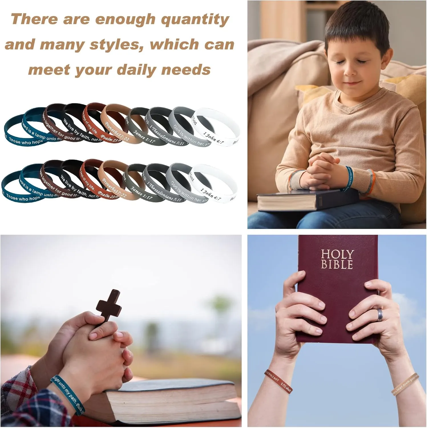Estune 120 Pieces Bible Verses Bracelets Motivational Quote Rubber Wristbands Religious Silicone Bracelet Inspirational Silicone Wristbands Stretch Unisex for Men Women Party