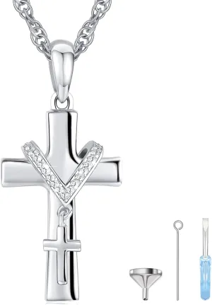 Eusense Cremation Jewelry for Ashes Urn Necklace to Put Ashes In 925 Sterling Silver Memorial Pendant Urn Necklaces for Ashes Necklace for Women Men
