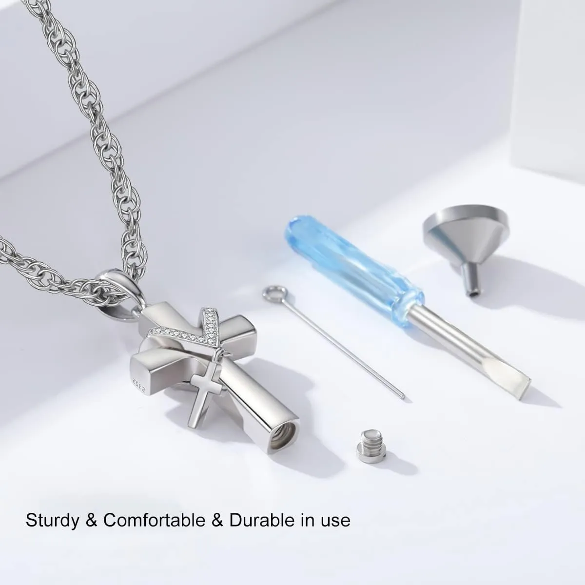 Eusense Cremation Jewelry for Ashes Urn Necklace to Put Ashes In 925 Sterling Silver Memorial Pendant Urn Necklaces for Ashes Necklace for Women Men