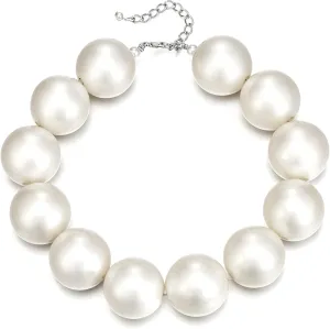 EVER FAITH Faux Pearls Collar Necklaces for Women, Imitation Pearl Beaded Chunky Wedding Statement Choker Necklace Fashion Party Prom Jewelry