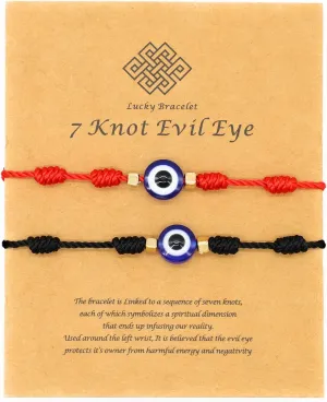 Evil Eye 7 Knot Lucky Bracelets Adjustable Red String Amulet for Women Men