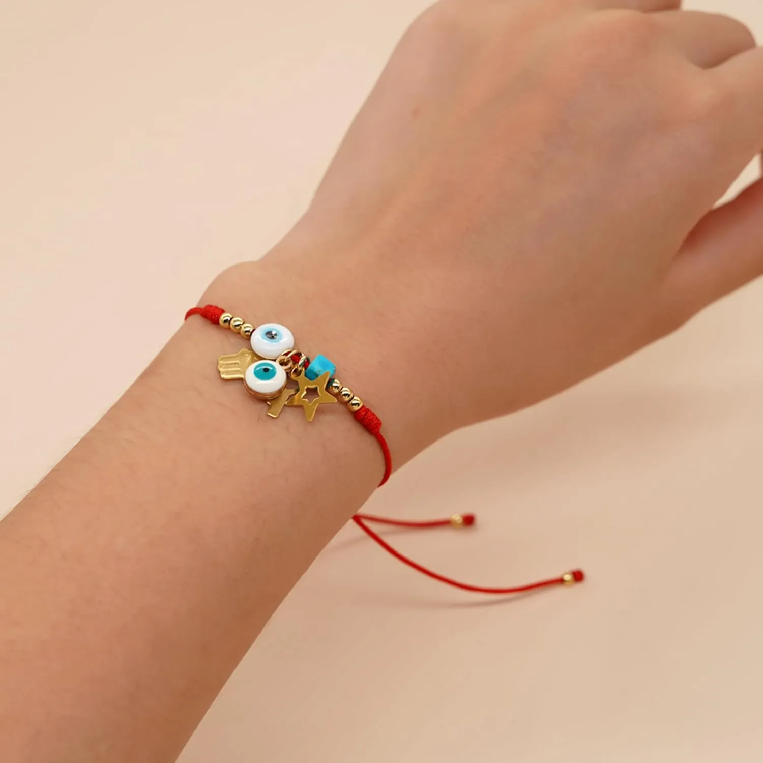 Evil Eye Beaded Charm Braided Bracelets for Women, Cute Handmade Beads Adjustable Red Rope Lucky Protection Bracelet Friendship Holiday Jewelry Gift