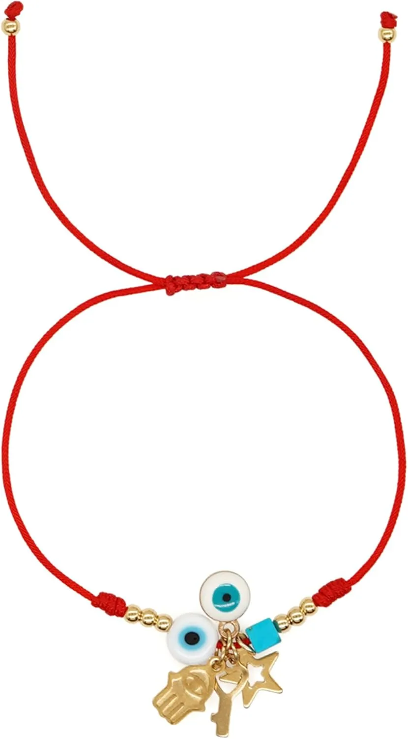 Evil Eye Beaded Charm Braided Bracelets for Women, Cute Handmade Beads Adjustable Red Rope Lucky Protection Bracelet Friendship Holiday Jewelry Gift