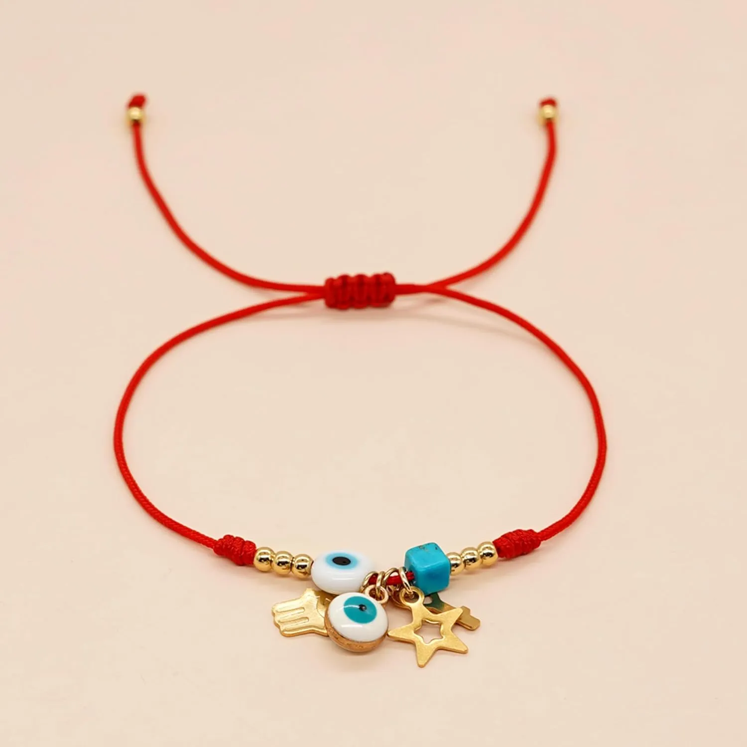 Evil Eye Beaded Charm Braided Bracelets for Women, Cute Handmade Beads Adjustable Red Rope Lucky Protection Bracelet Friendship Holiday Jewelry Gift