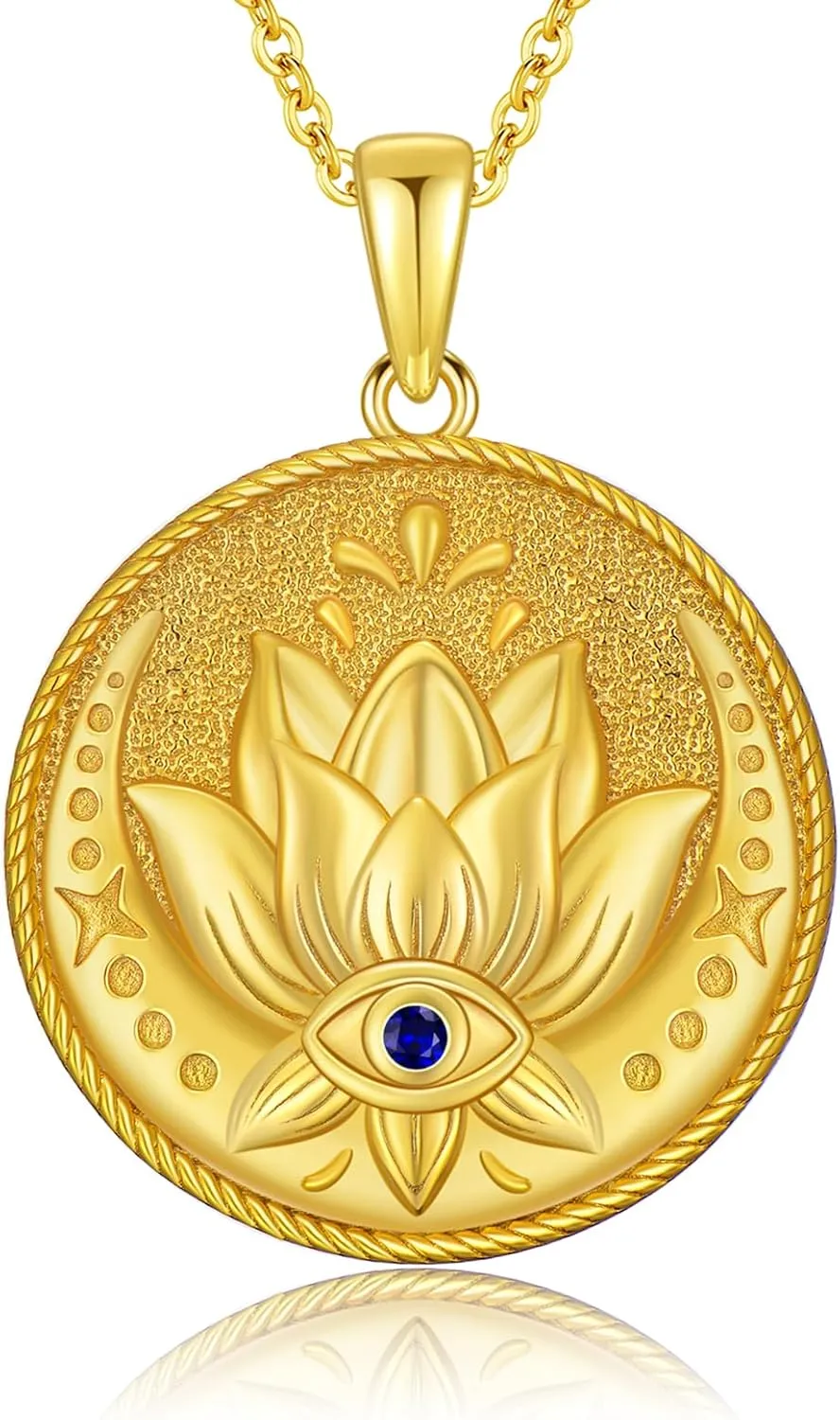 Evil Eye Necklace Sterling Silver Lotus Necklaces Evil Eye Pendant Spiritual Protection Amulet Jewelry Birthday Gifts for Women Men