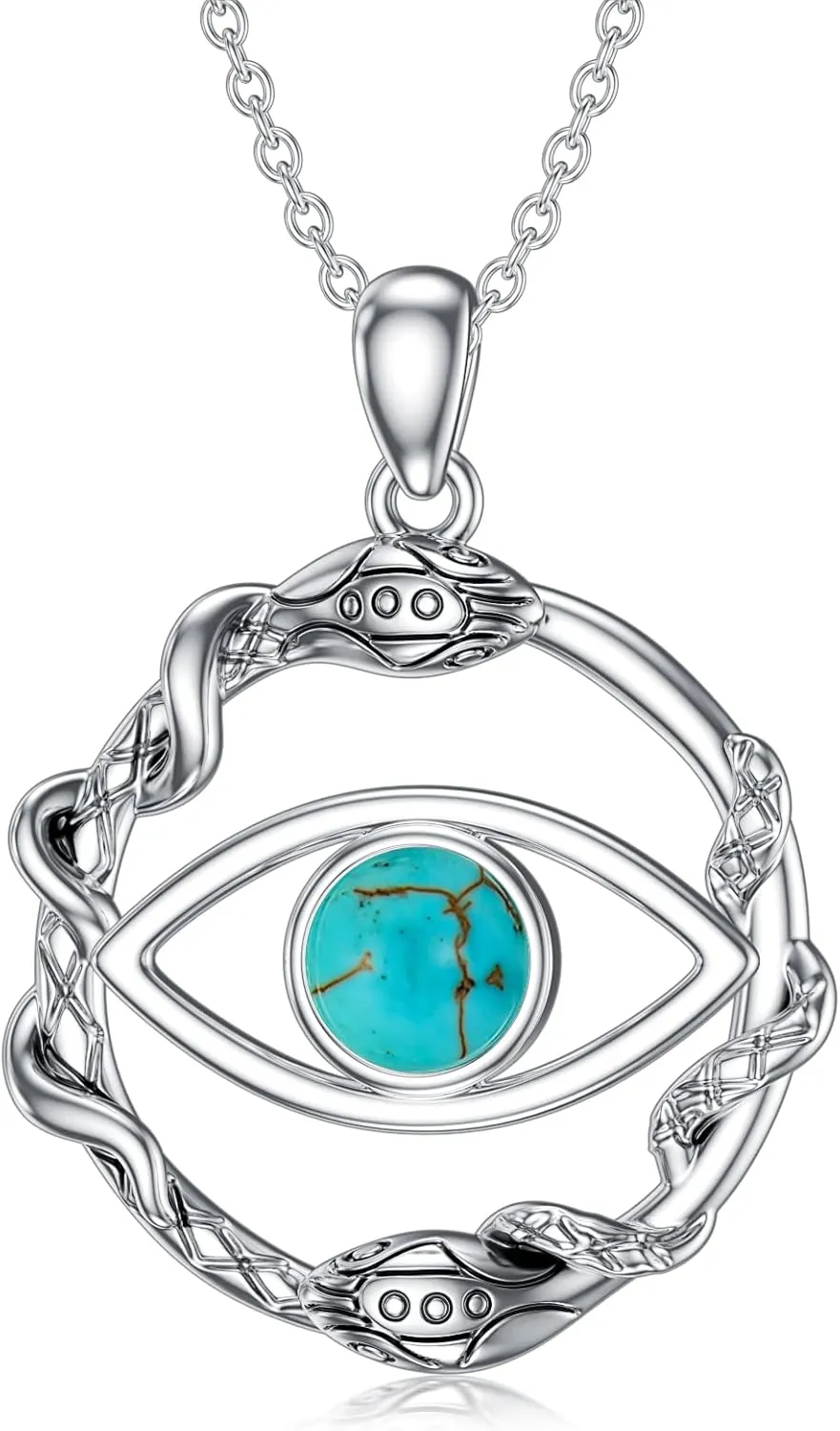 Evil Eye Necklaces for Women Sterling Silver Genuine Turquoise Protection Evil Eye Pendant Jewelry Gifts Mom Wife Girlfriend