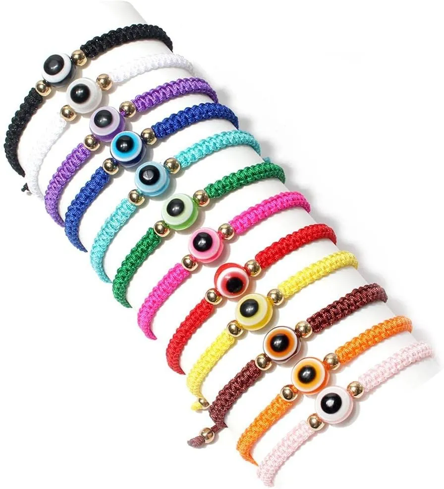 Evil Eye Rope Bracelets Adjustable Handmade Braided Rope Evil Eye Kabbalah Bracelet Turkish Good Luck Protection Friendship Bracelet for Women Men Jewelry