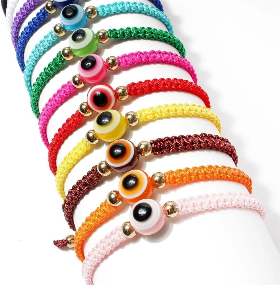 Evil Eye Rope Bracelets Adjustable Handmade Braided Rope Evil Eye Kabbalah Bracelet Turkish Good Luck Protection Friendship Bracelet for Women Men Jewelry