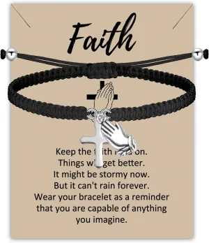 Faith Cross Bracelet for Women Christian Bracelets Confirmation Gifts Jesus Catholic Gifts