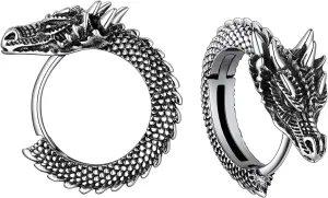 FaithHeart Viking Animals Huggie Hoop Earrings for Men, Gothic Dragon/Snake/Dinosaur/Wolf Earrings Stainless Steel Hypoallergenic Lightweight Stud Earrings Mens Punk Rock Jewelry Gift