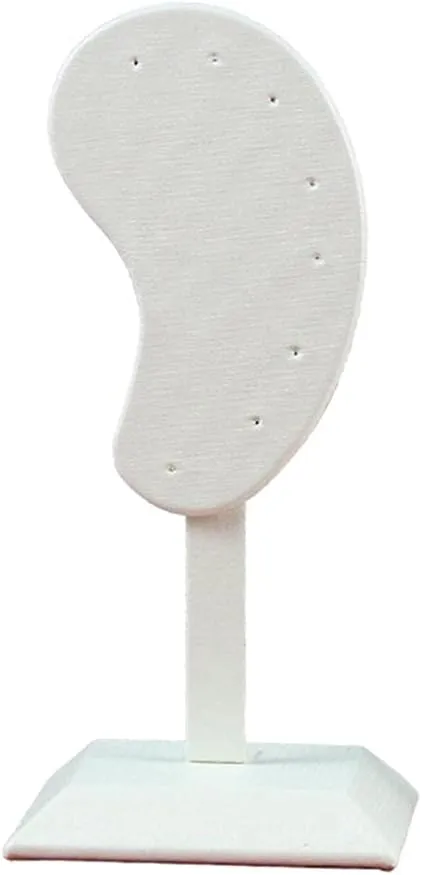 Fashion Ear Shaped Earring Display Stand Microfiber Earring Holder Ear Clip Jewelry Display Organizer Stand, White