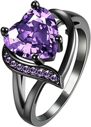 Fashion Red Purple Heart Cubic Zirconia Promise Rings Crystal Love Heart Wedding Cocktail Statement Eternity Ring Luxury Jewelry for Women Black Gold Plated
