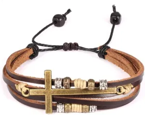 Feraco Religious Cross Wrap Bracelets Women Leather Christian Jewelry For Confirmation Gifts, Adjustable