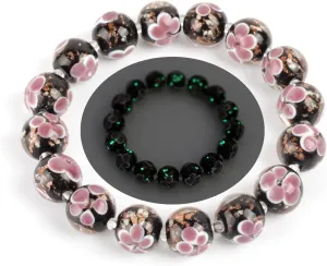 Firefly Bracelet 12mm Luminous Bead Bracelet Healing Crystal Glass Beads Bracelet Glass Beads Stretch Bracelets for Women Jewelry