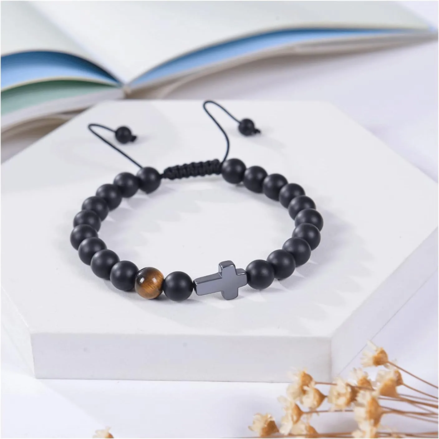 First Communion Bracelets Cross Bracelet Natural Stone Beads Bracelet Baptism First Communion