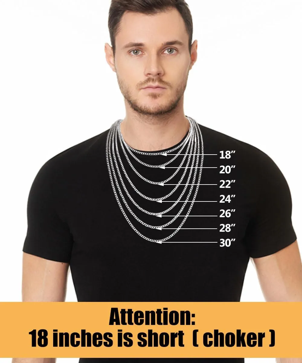 Fiusem Black Necklace for Man, Cross Necklaces with 3.5mm Chain and Stainless Steel Cross Pendant, Cuban Chain 16-24 Inches