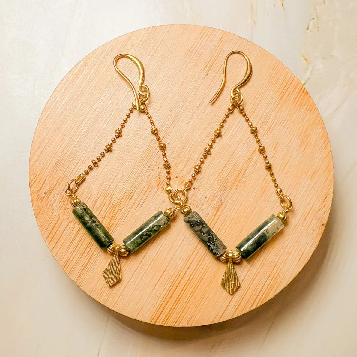 Foresta: Moss Agate V Earring