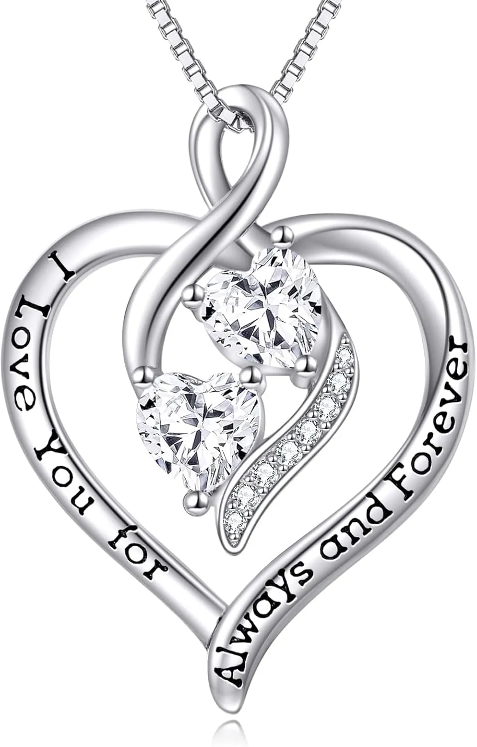 Forever Love Heart Birthstone Necklaces for Women 925 Sterling Silver Women Pendant Necklace, Mothers Day Birthday Anniversary Jewelry Gift for Woman Mother Mom Wife Her