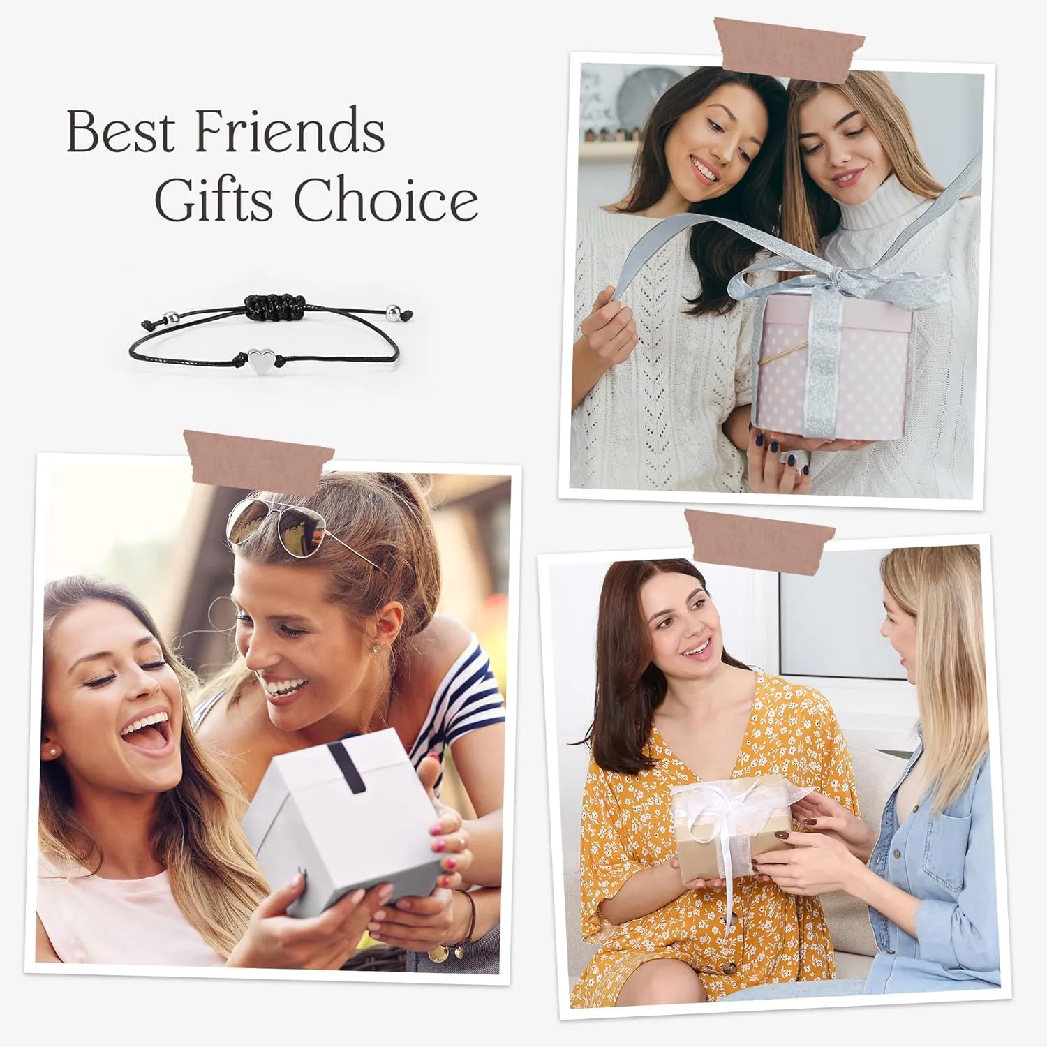 Friendship Gifts for Women - Best Friend Bracelets for 2, Friendship Bracelet, Heart Sunflower Butterfly Yin Yang Best Friend Jewelry, Birthday Valentines Gifts for Female Sister Bff