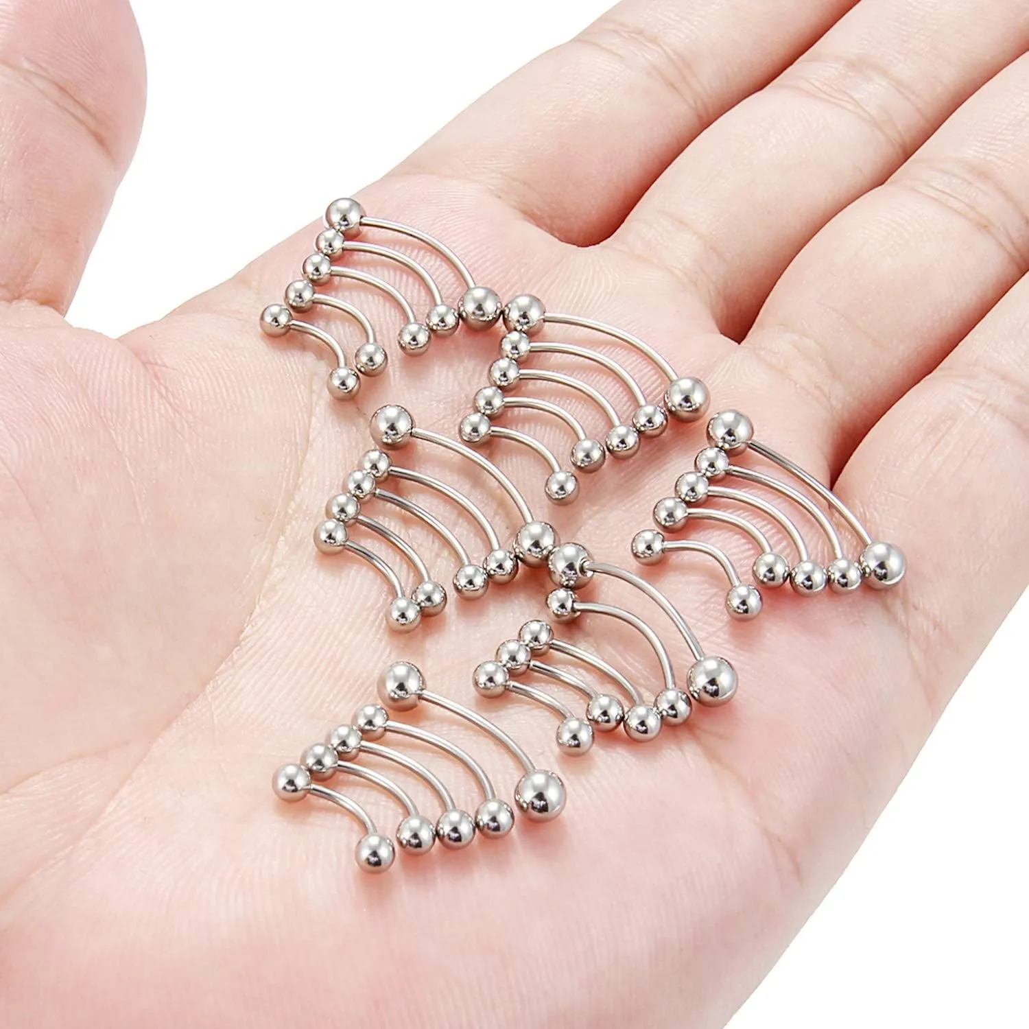 Ftovosyo 30-36Pcs 20G-12G Surgical Steel Eyebrow Rings Rook Earring Daith Tragus Ear Navel Belly Ring Snake Eyes Tongue Ring Body Piercing Jewelry for Women Men 6-19mm