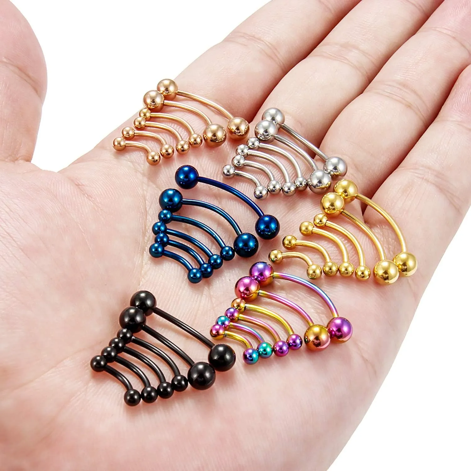Ftovosyo 30-36Pcs 20G-12G Surgical Steel Eyebrow Rings Rook Earring Daith Tragus Ear Navel Belly Ring Snake Eyes Tongue Ring Body Piercing Jewelry for Women Men 6-19mm
