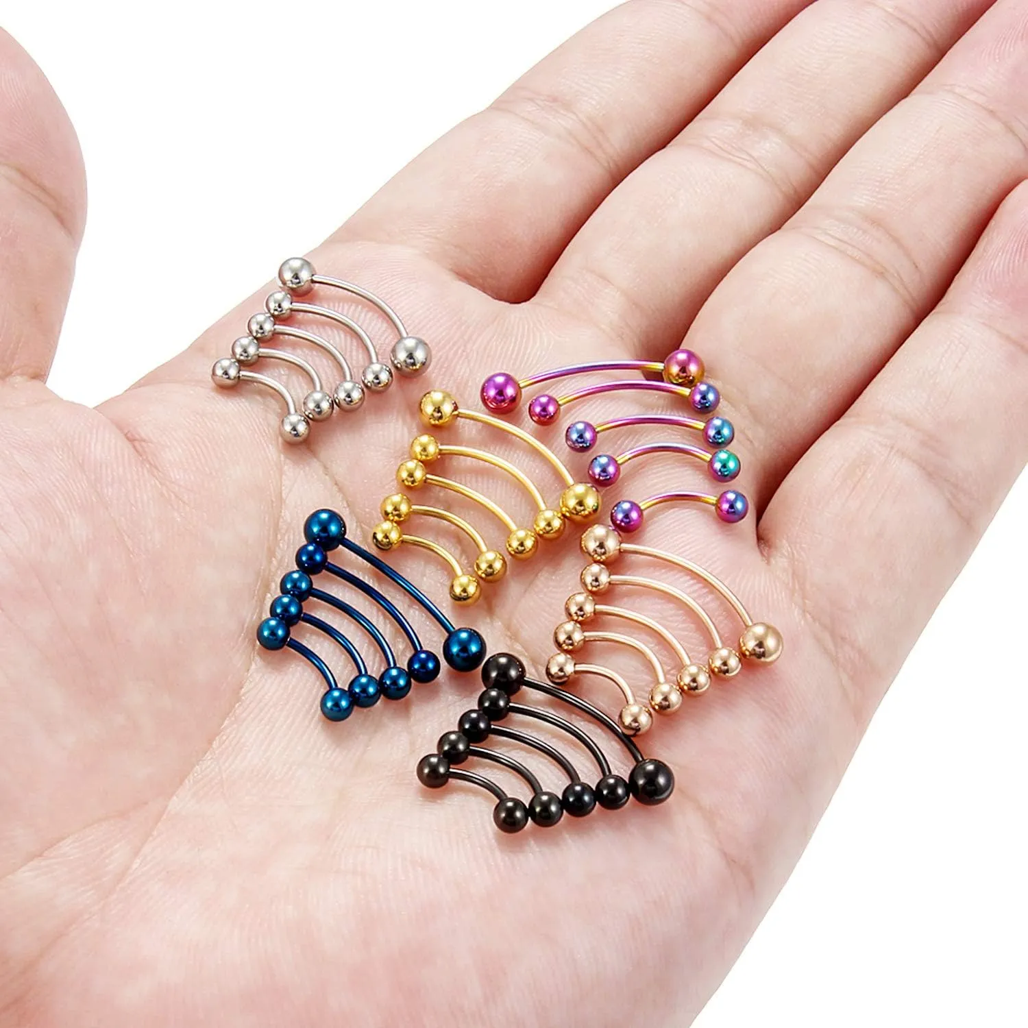Ftovosyo 30-36Pcs 20G-12G Surgical Steel Eyebrow Rings Rook Earring Daith Tragus Ear Navel Belly Ring Snake Eyes Tongue Ring Body Piercing Jewelry for Women Men 6-19mm