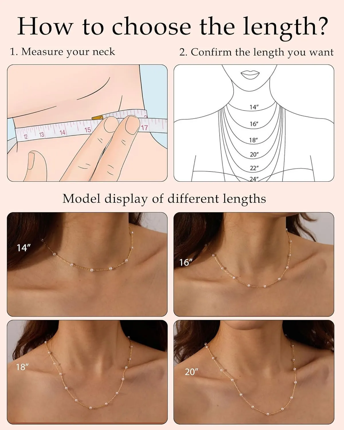 FUNEIA Dainty Pearl Necklace for Women 14K Gold Plated Faux Pearl Choker Necklaces Trendy White Silver Small Pearl Necklace Strand Wedding Prom Bridal Pearls Jewelry 14/16/18/20 Inches