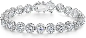 Gemsme Tennis Bracelet for Women 1 Row 18K Yellow Gold/White Gold Plated 5mm Round Cubic Zirconia Bracelets 6.5-8.5 inch