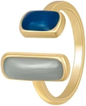 Geometric Double Stone Opening Adjustable Square Gold Plated Women's Ring Exquisite Stackable Ring Simple Personality Ring Women's Vintage Ring
